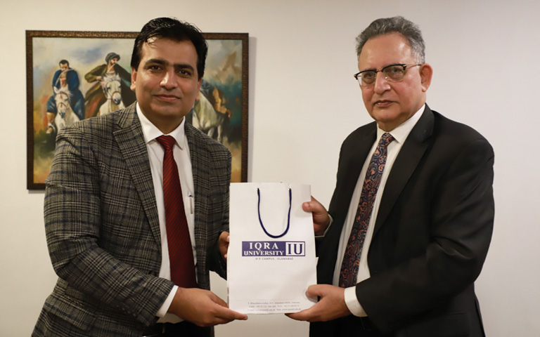 Dr. Mutee ul Rehman, CTA Capacity Analytics meeting with Iqra University's Dean of Social Sciences, Honourable Dr. Eatzaz Ahmad in Islamabad and discussed areas of mutual interest for collaborative research initiatives.
